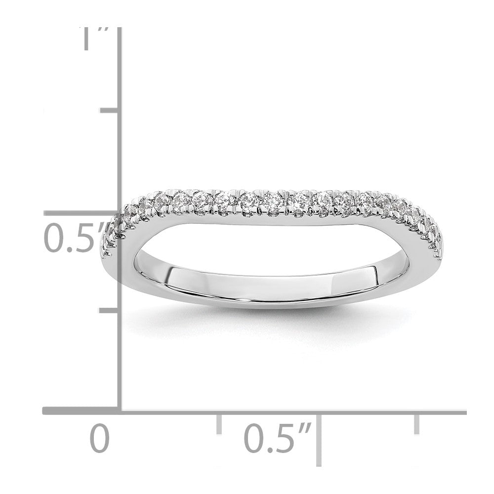 14K White Gold Real Diamond Contoured Wedding Band