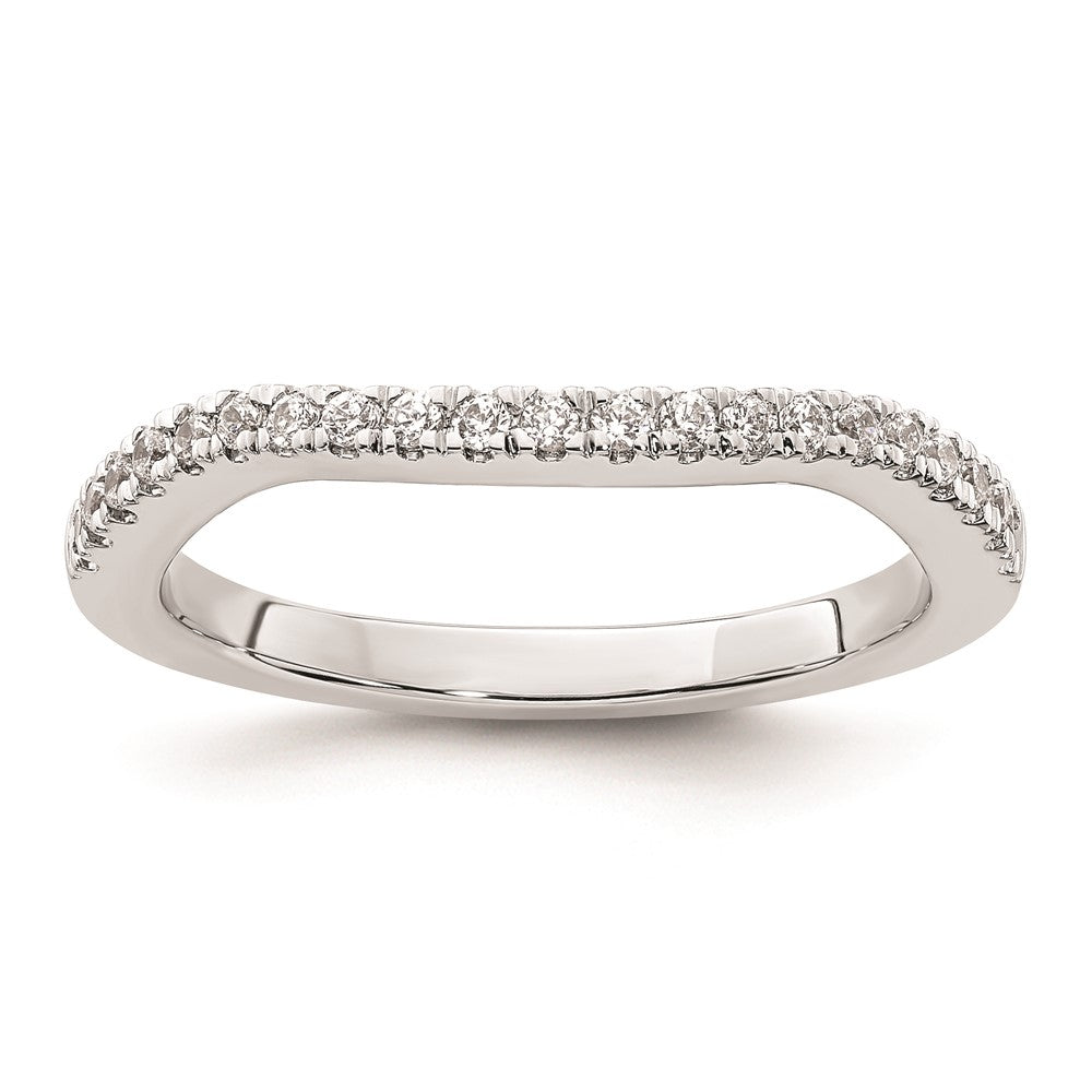 14K White Gold Real Diamond Contoured Wedding Band