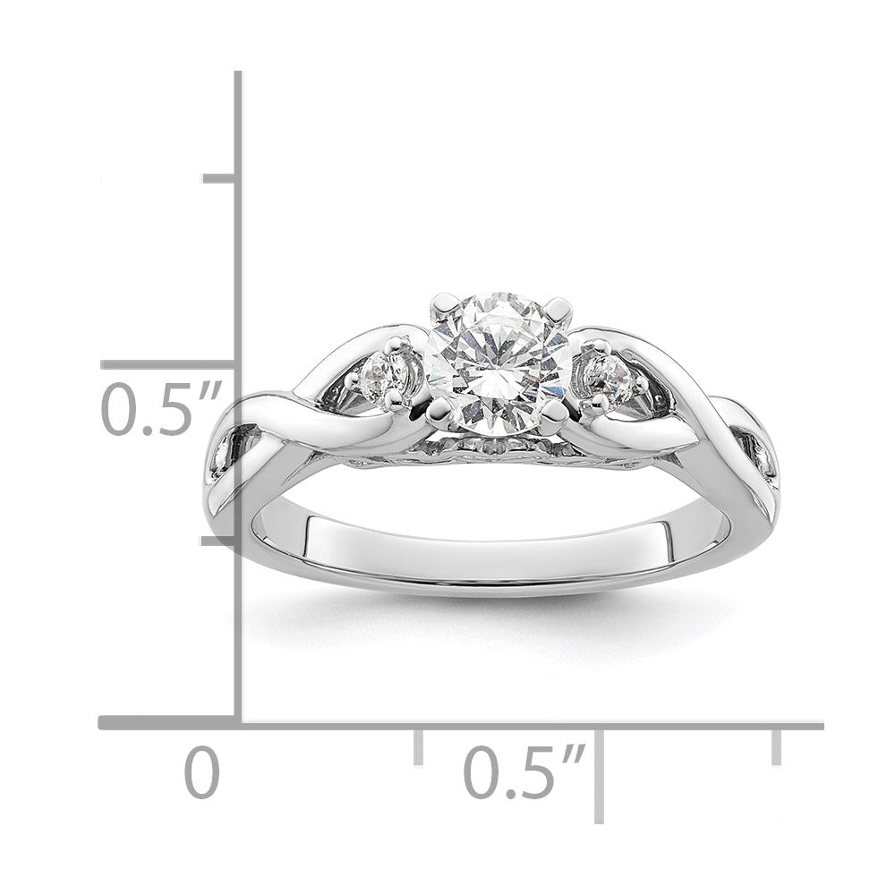 0.07ct. CZ Solid Real 14k White Gold Peg Set Infinity Engagement Ring