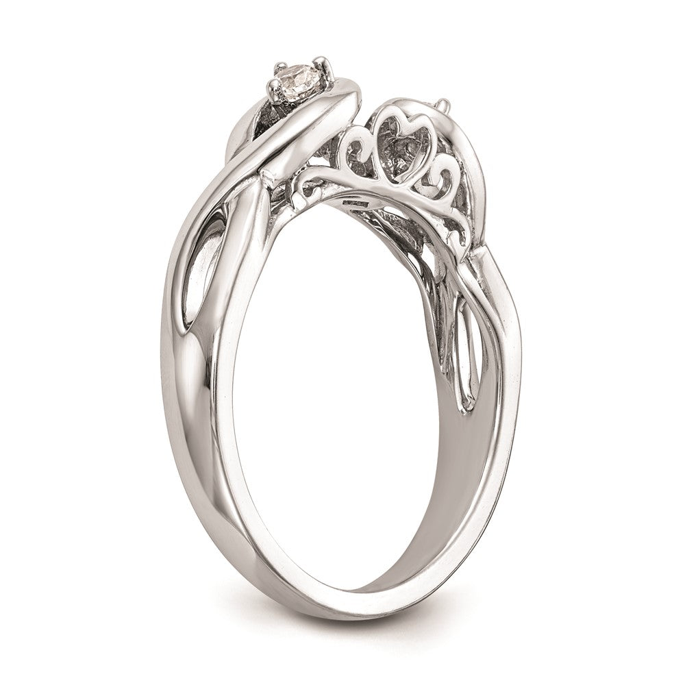 0.10ct. CZ Solid Real 14k White Gold Peg Set Infinity Engagement Ring