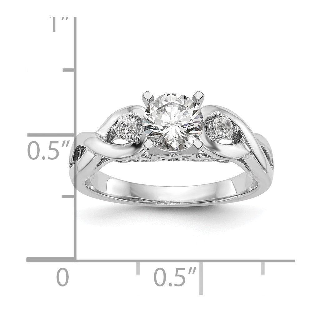 0.10ct. CZ Solid Real 14k White Gold Peg Set Infinity Engagement Ring