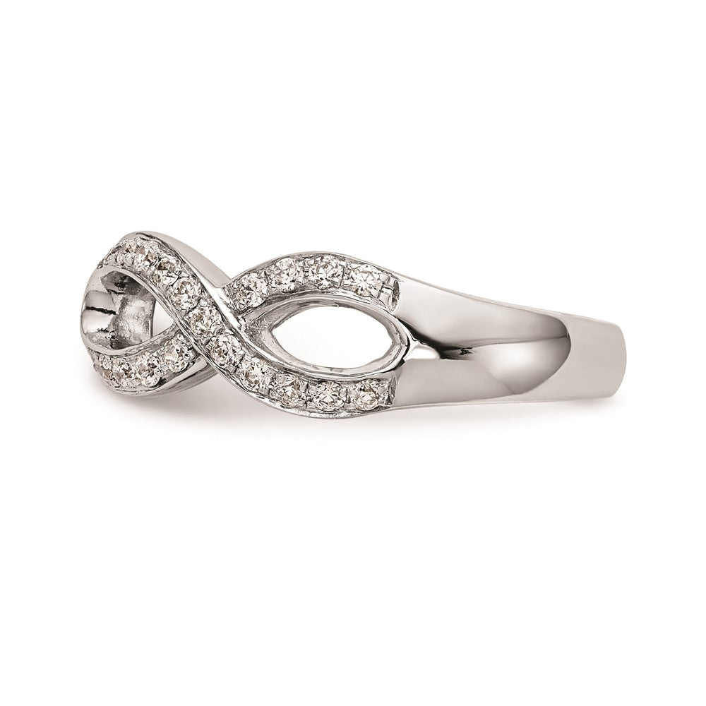 0.38ct. CZ Solid Real 14k White Gold Peg Set Infinity Engagement Ring