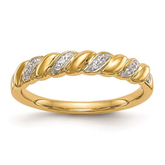 14K Yellow Gold Real Diamond Wedding Band