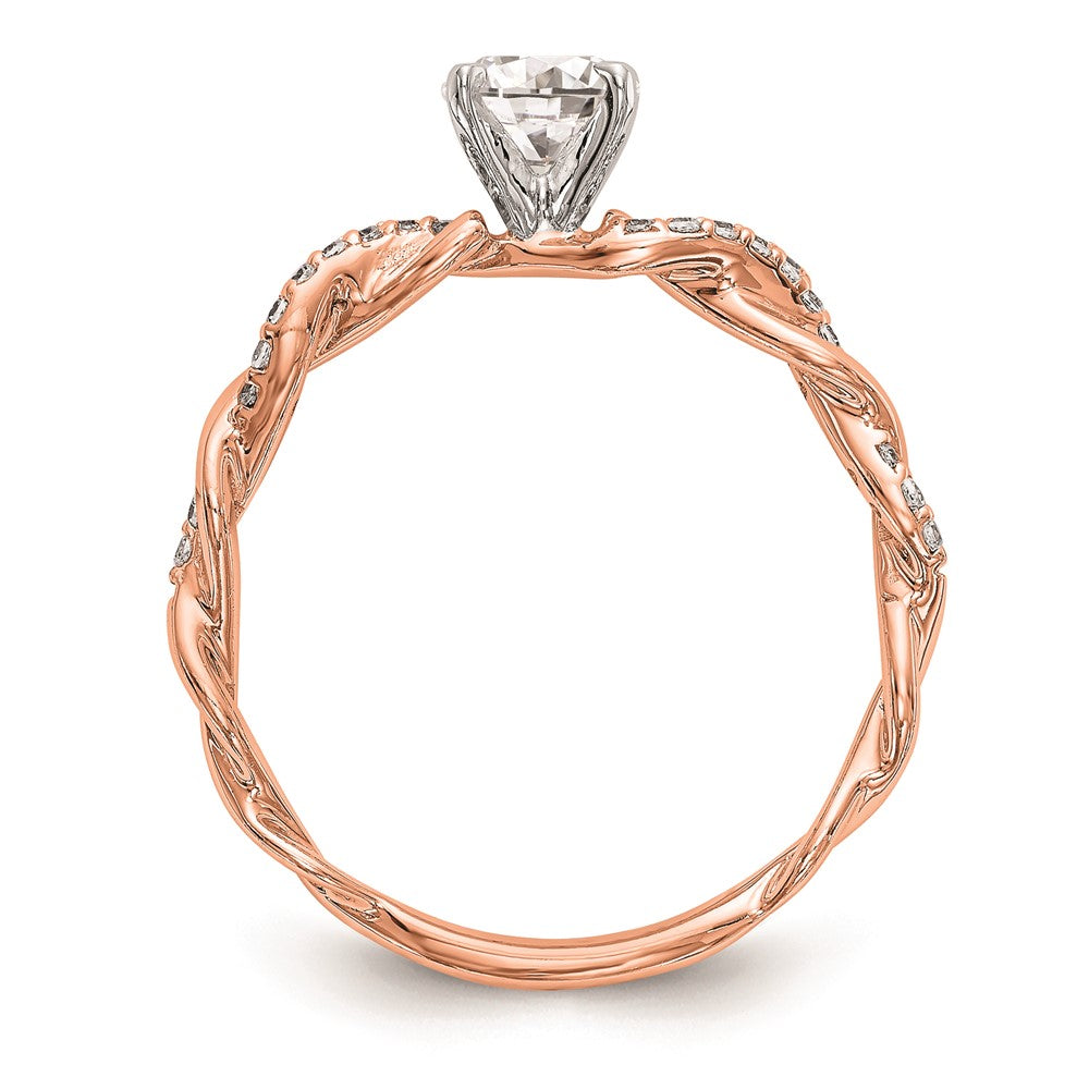 0.11ct. CZ Solid Real 14k Rose Gold Peg Set Criss-Cross Engagement Ring