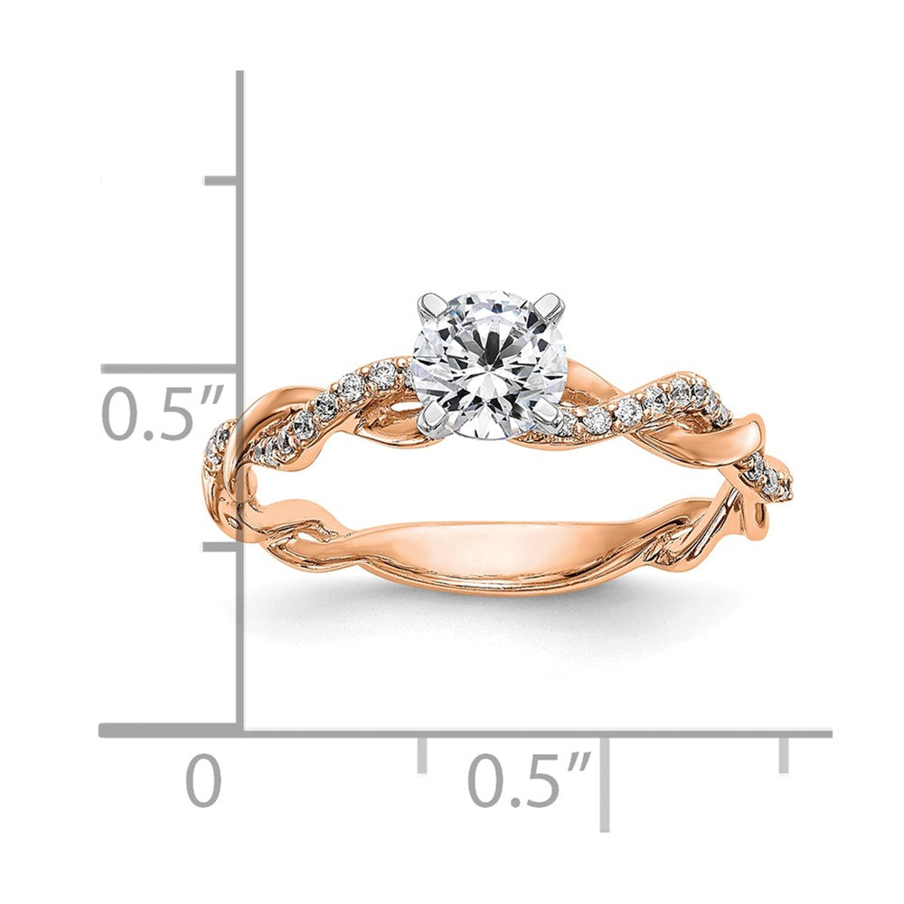 0.11ct. CZ Solid Real 14k Rose Gold Peg Set Criss-Cross Engagement Ring