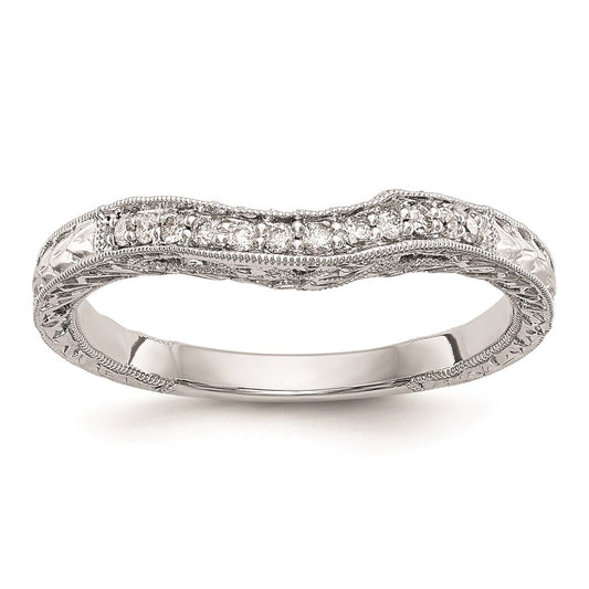 14k White Gold Real Diamond Wedding Band