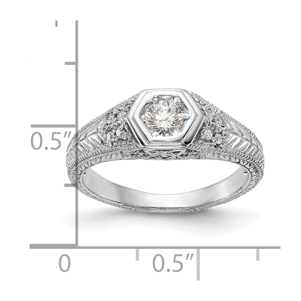 0.20ct. CZ Solid Real 14K White Gold Engagement Ring