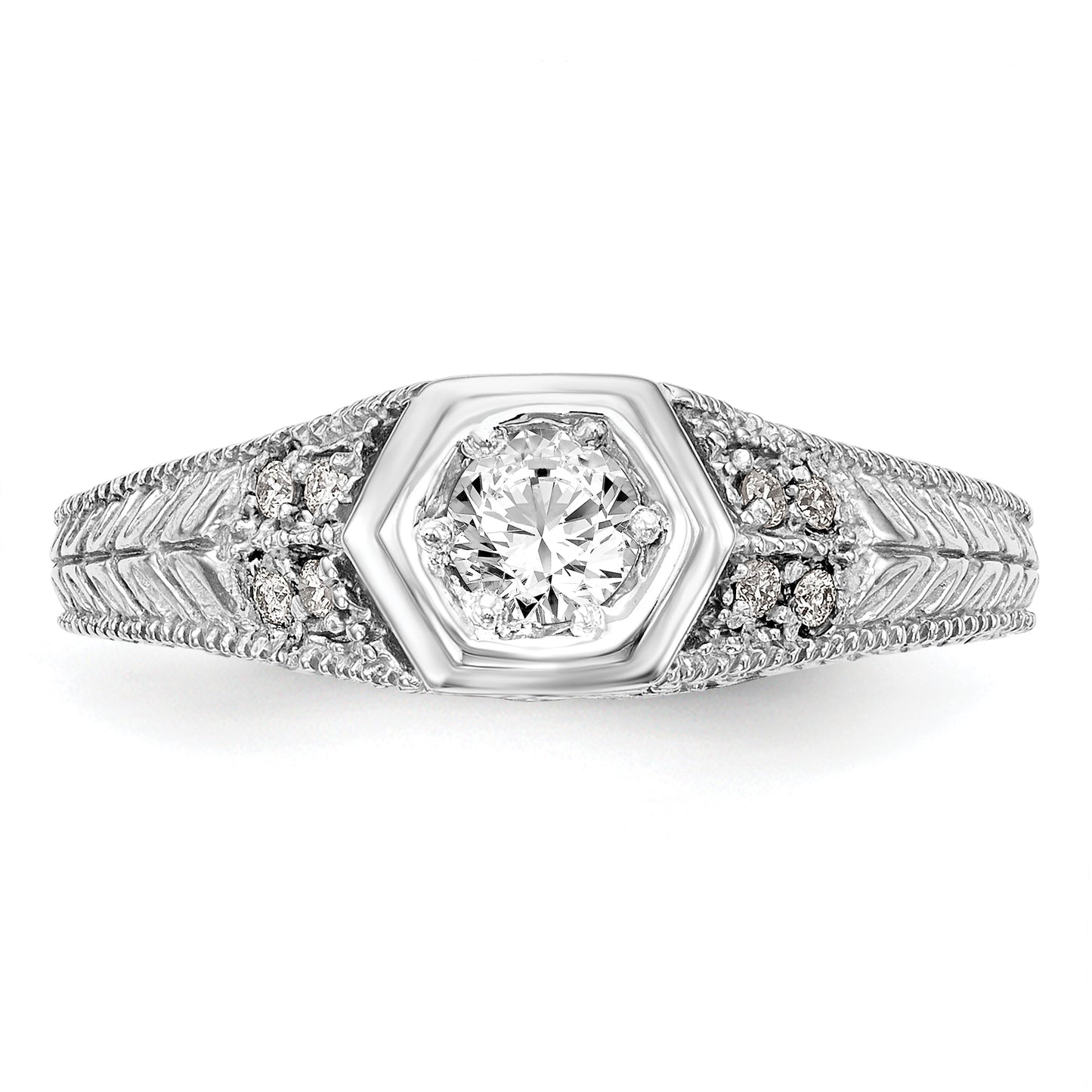 0.20ct. CZ Solid Real 14K White Gold Engagement Ring