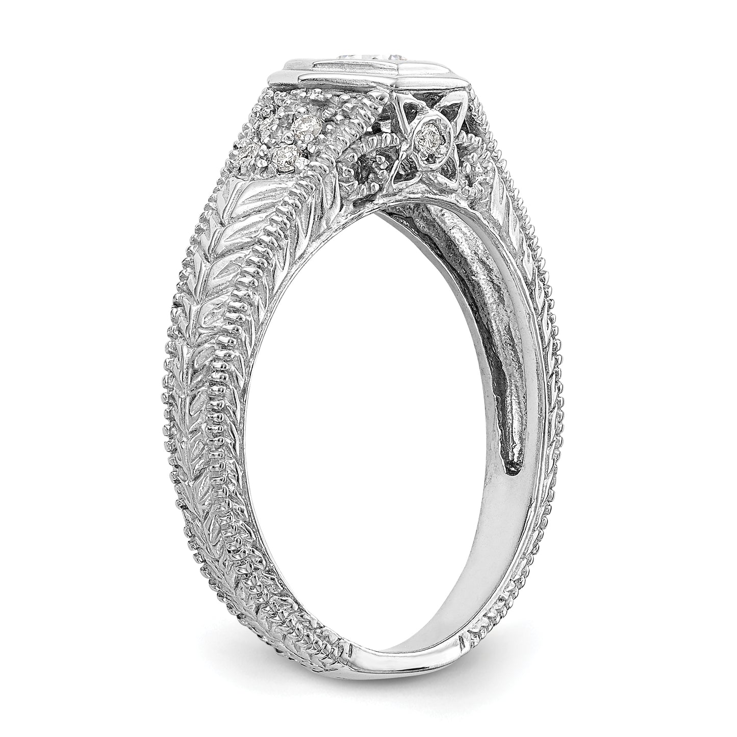 0.20ct. CZ Solid Real 14K White Gold Engagement Ring