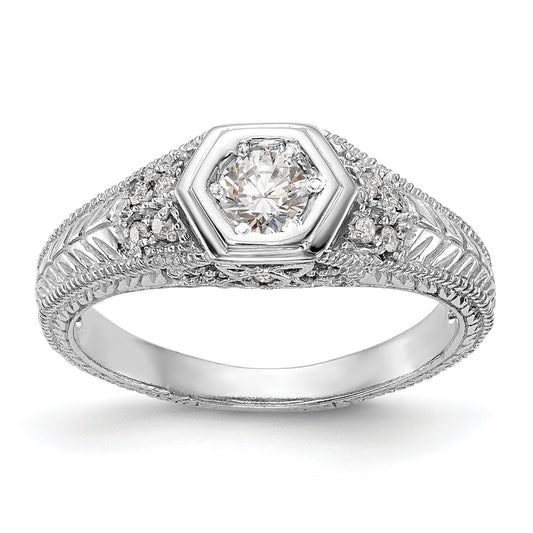 0.20ct. CZ Solid Real 14K White Gold Engagement Ring