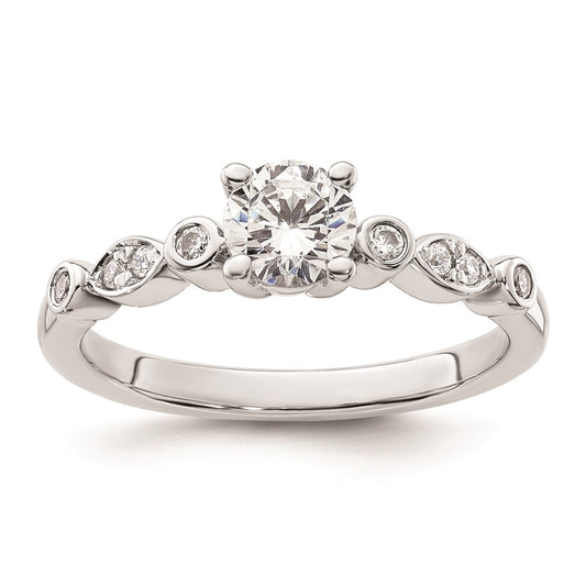 0.50ct. CZ Solid Real 14K White Gold Engagement Ring