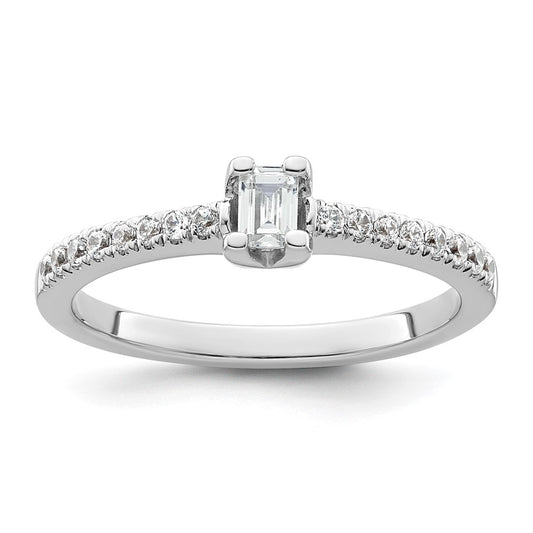 0.20ct. CZ Solid Real 14K White Gold Engagement Ring