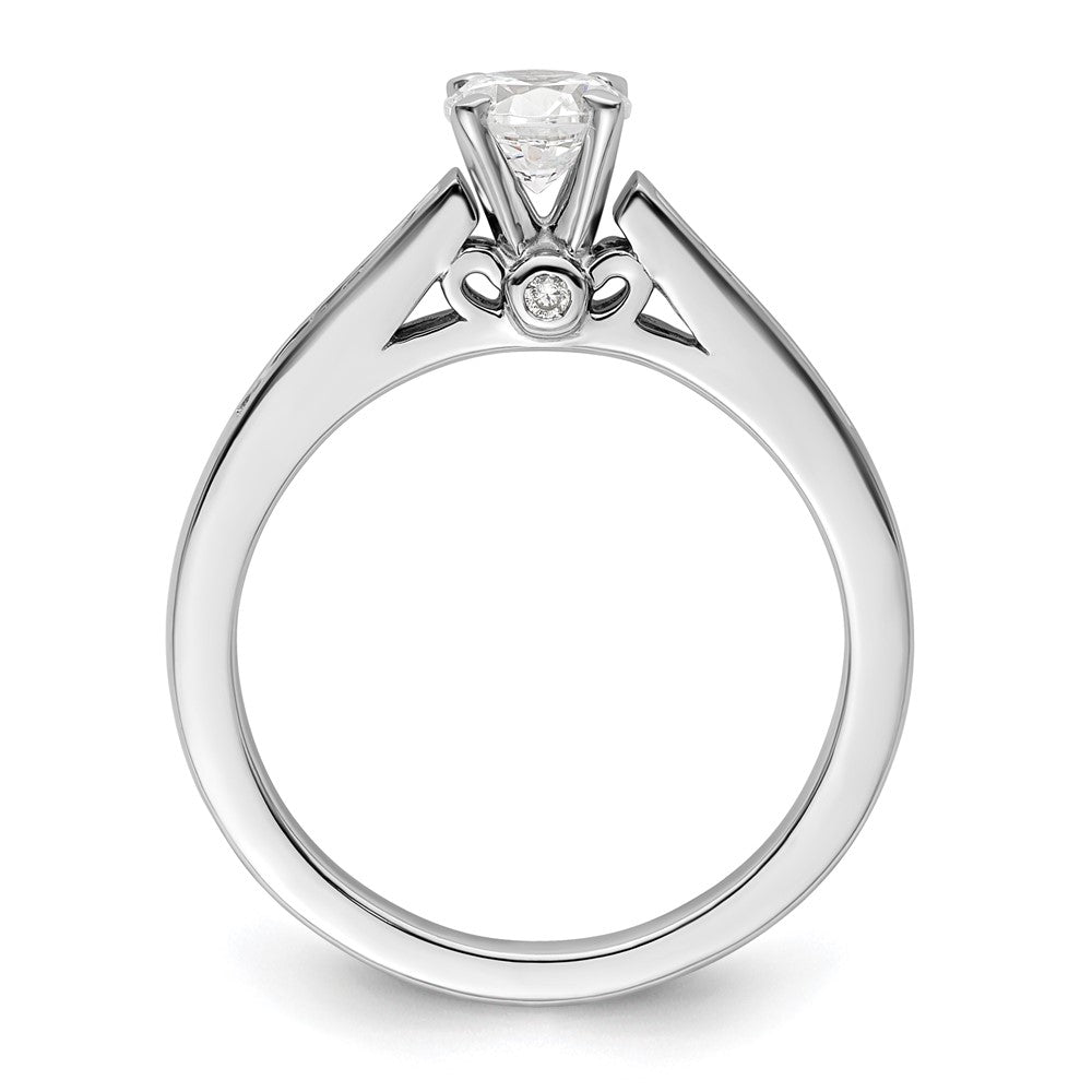 0.10ct. CZ Solid Real 14K White Gold Peg Set Engagement Ring