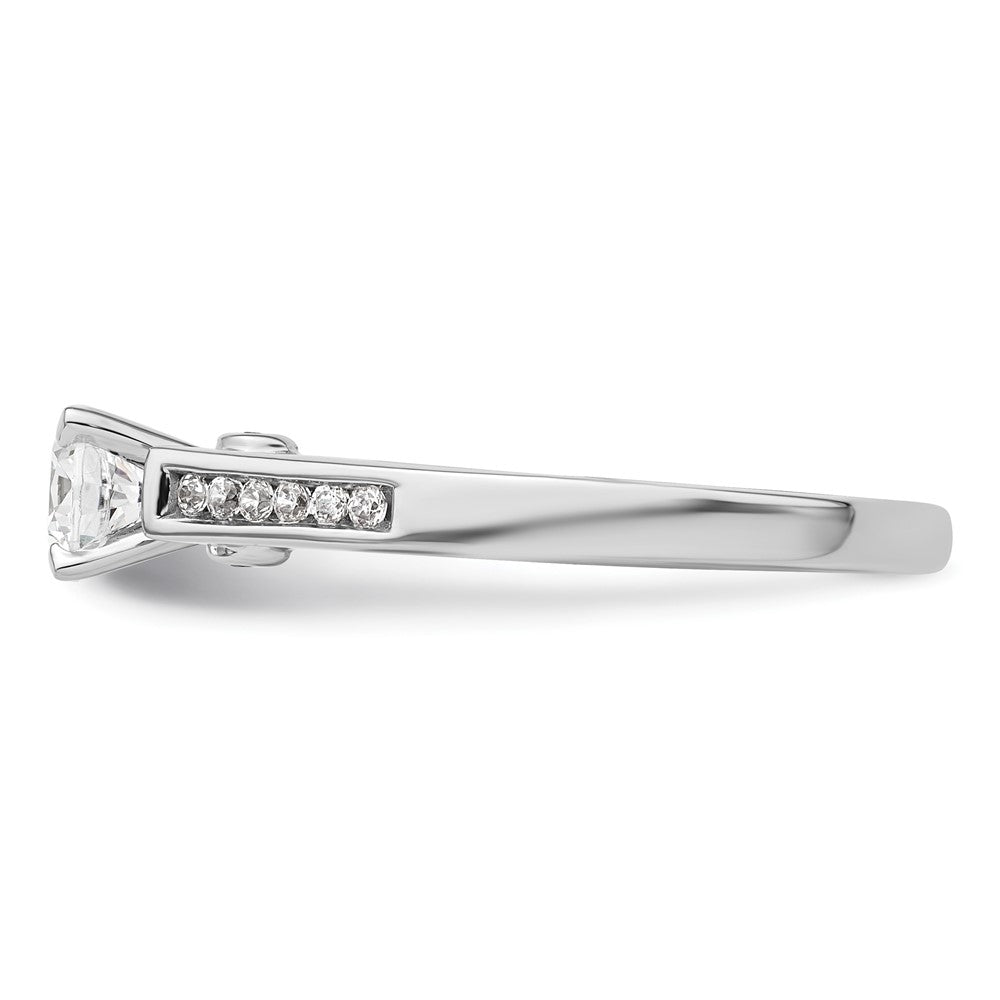 0.10ct. CZ Solid Real 14K White Gold Peg Set Engagement Ring