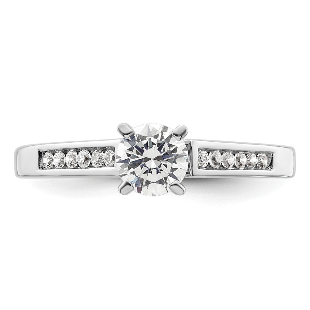 0.10ct. CZ Solid Real 14K White Gold Peg Set Engagement Ring