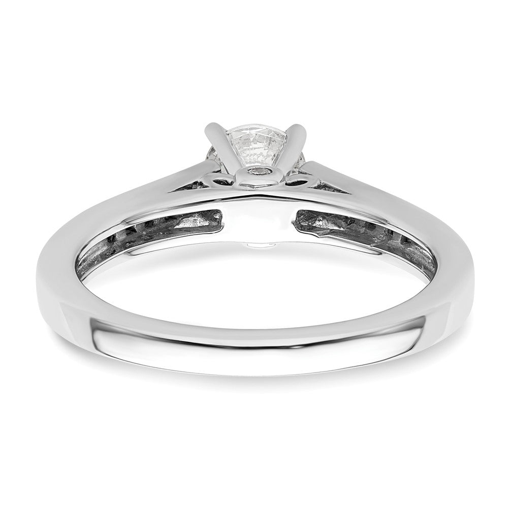 0.10ct. CZ Solid Real 14K White Gold Peg Set Engagement Ring