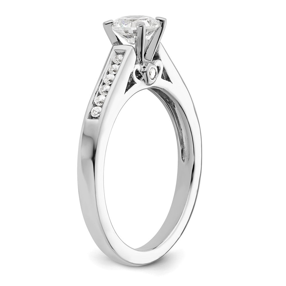 0.10ct. CZ Solid Real 14K White Gold Peg Set Engagement Ring