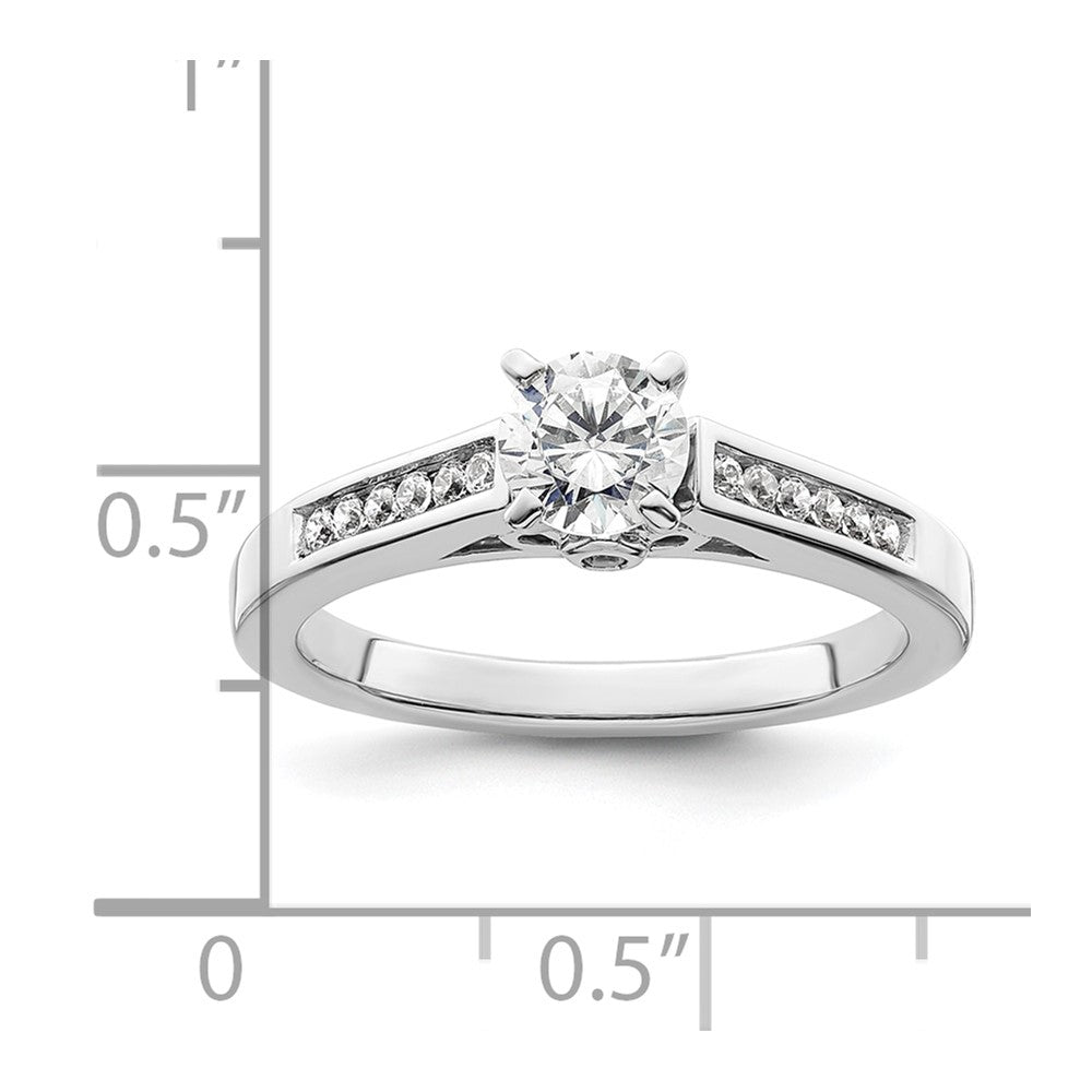 0.10ct. CZ Solid Real 14K White Gold Peg Set Engagement Ring