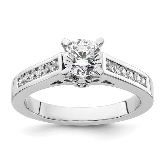 0.21ct. CZ Solid Real 14K White Gold Peg Set Engagement Ring