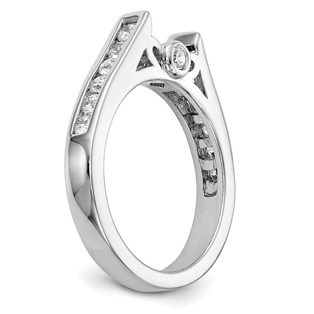 0.34ct. CZ Solid Real 14K White Gold Peg Set Engagement Ring