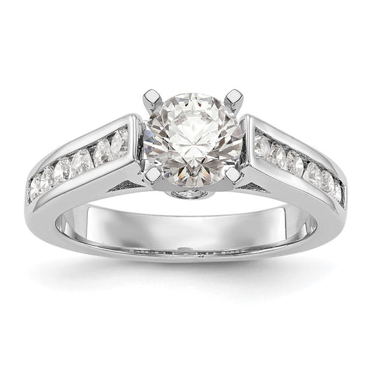 0.34ct. CZ Solid Real 14K White Gold Peg Set Engagement Ring