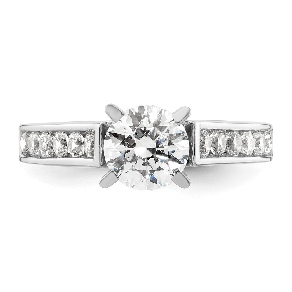 0.68ct. CZ Solid Real 14K White Gold Peg Set Engagement Ring