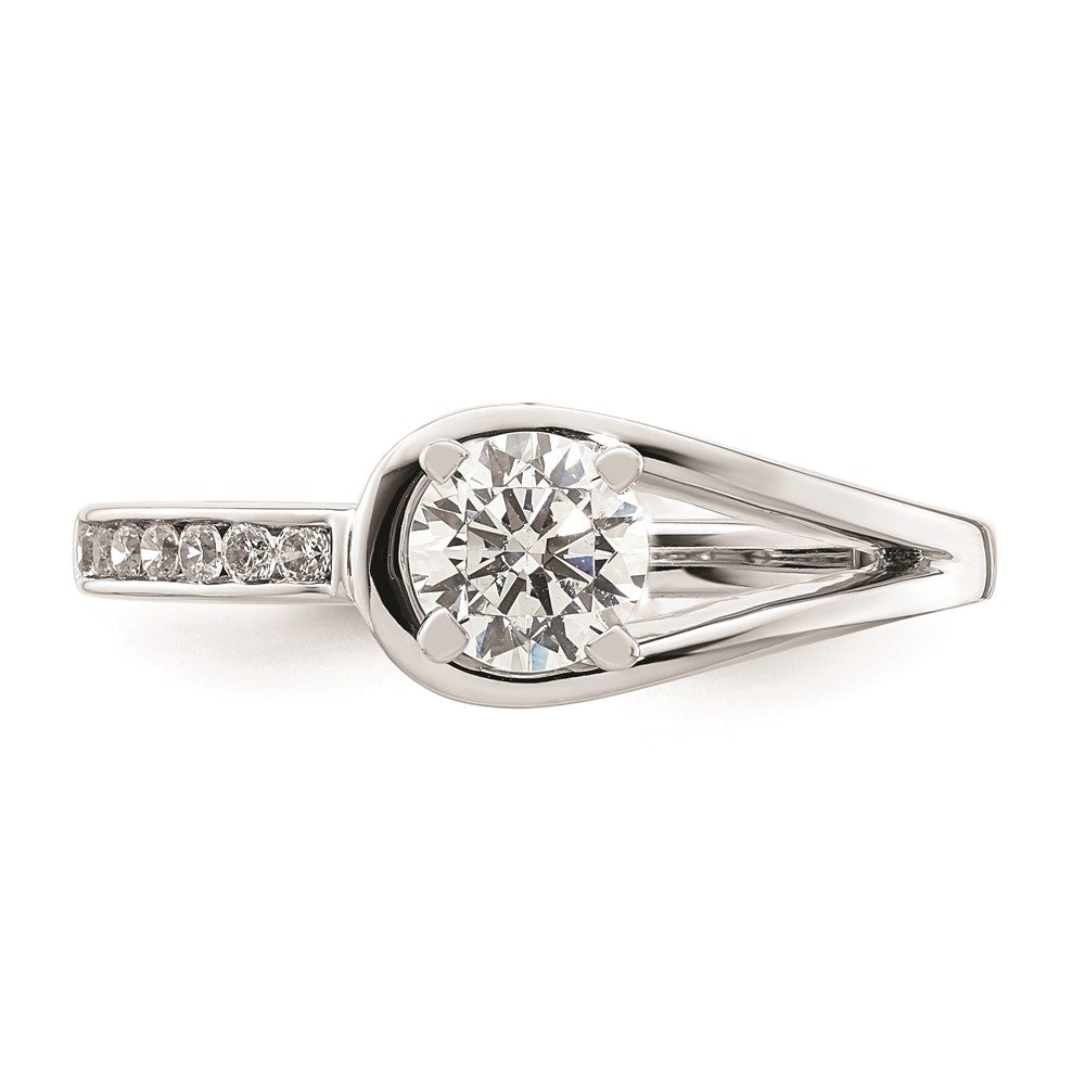 0.11ct. CZ Solid Real 14K White Gold Peg Set Engagement Ring