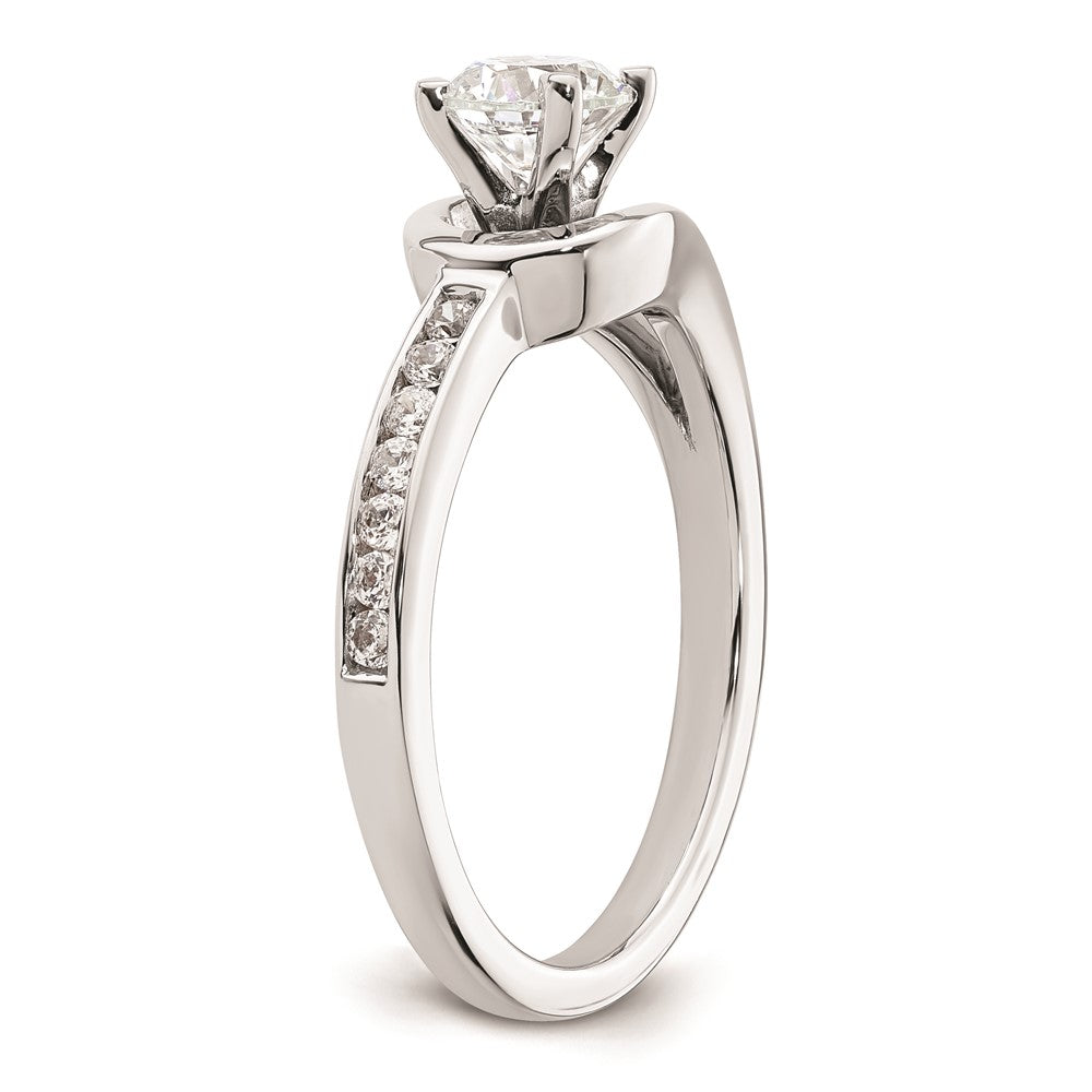 0.11ct. CZ Solid Real 14K White Gold Peg Set Engagement Ring