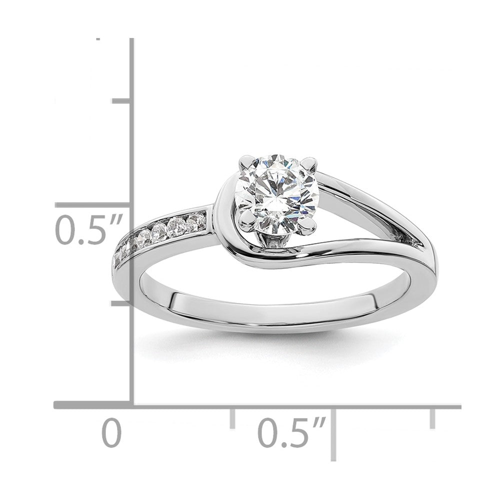 0.11ct. CZ Solid Real 14K White Gold Peg Set Engagement Ring