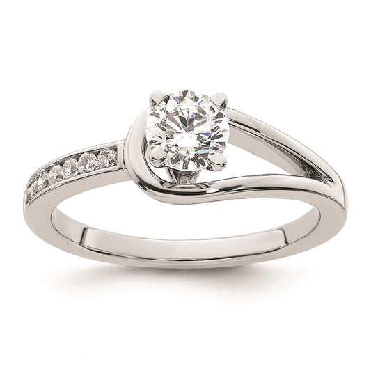 0.11ct. CZ Solid Real 14K White Gold Peg Set Engagement Ring