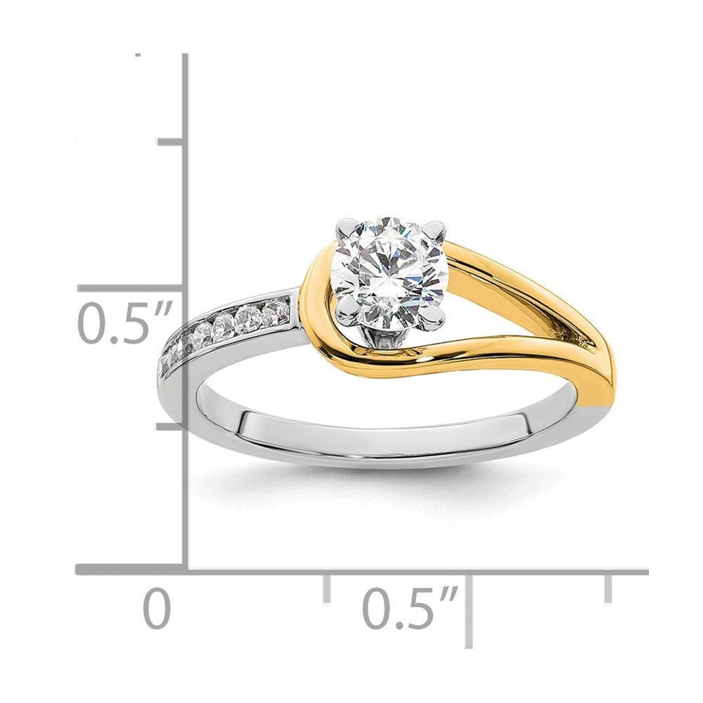 0.11ct. CZ Solid Real 14K Two-tone Peg Set Engagement Ring