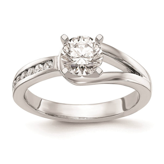 0.15ct. CZ Solid Real 14K White Gold Peg Set Engagement Ring