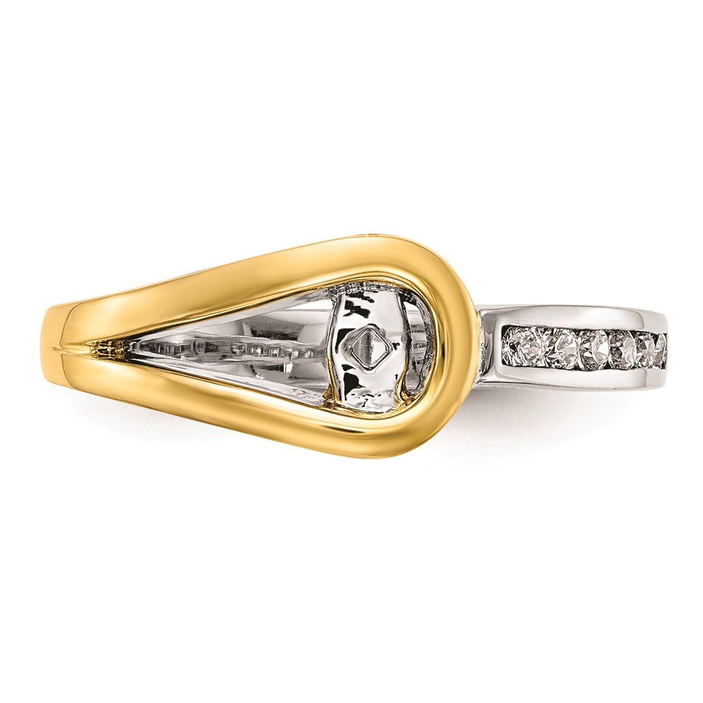 0.15ct. CZ Solid Real 14K Two-tone Peg Set Engagement Ring