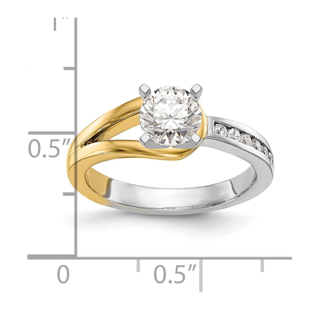 0.15ct. CZ Solid Real 14K Two-tone Peg Set Engagement Ring