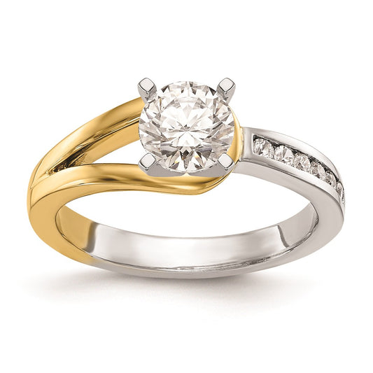 0.15ct. CZ Solid Real 14K Two-tone Peg Set Engagement Ring