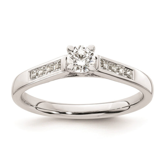 0.20ct. CZ Solid Real 14K White Gold Peg Set Engagement Ring