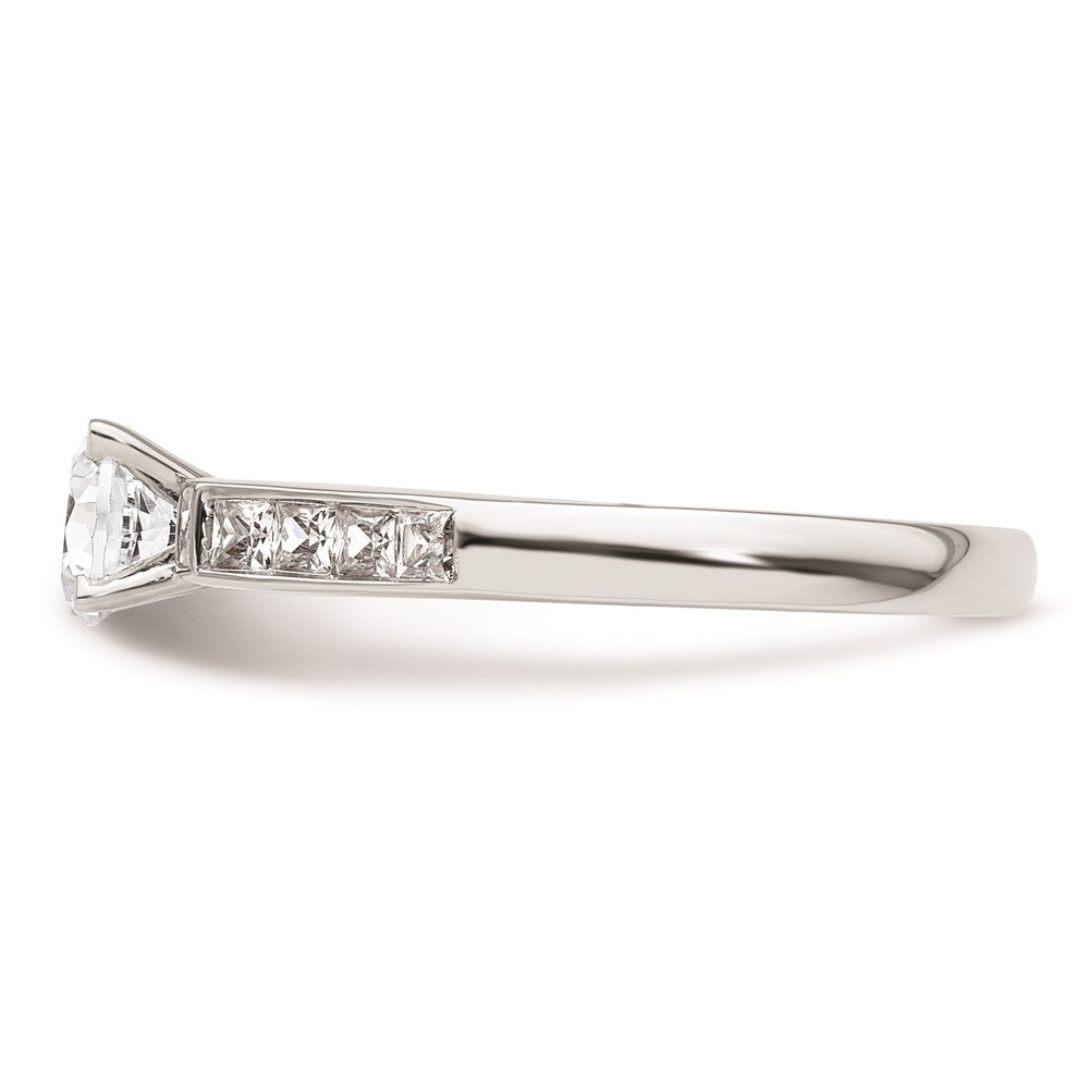 0.35ct. CZ Solid Real 14K White Gold Peg Set Engagement Ring