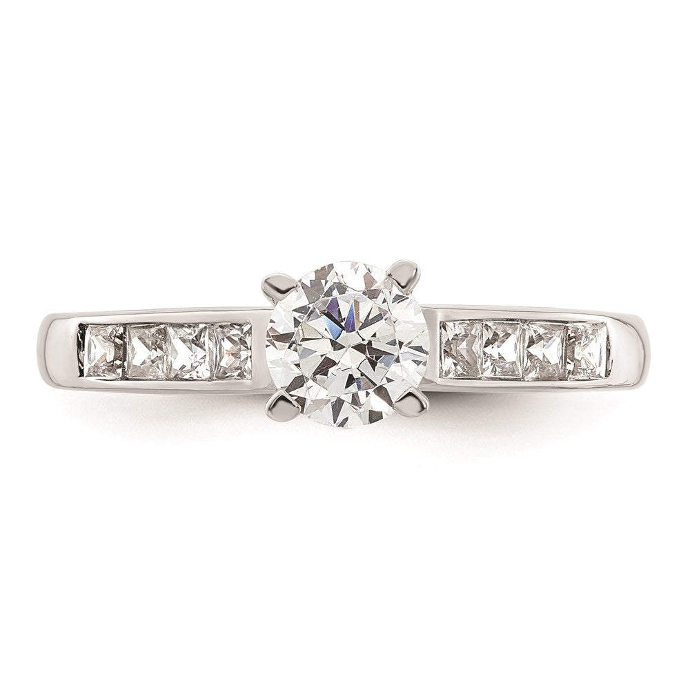 0.35ct. CZ Solid Real 14K White Gold Peg Set Engagement Ring