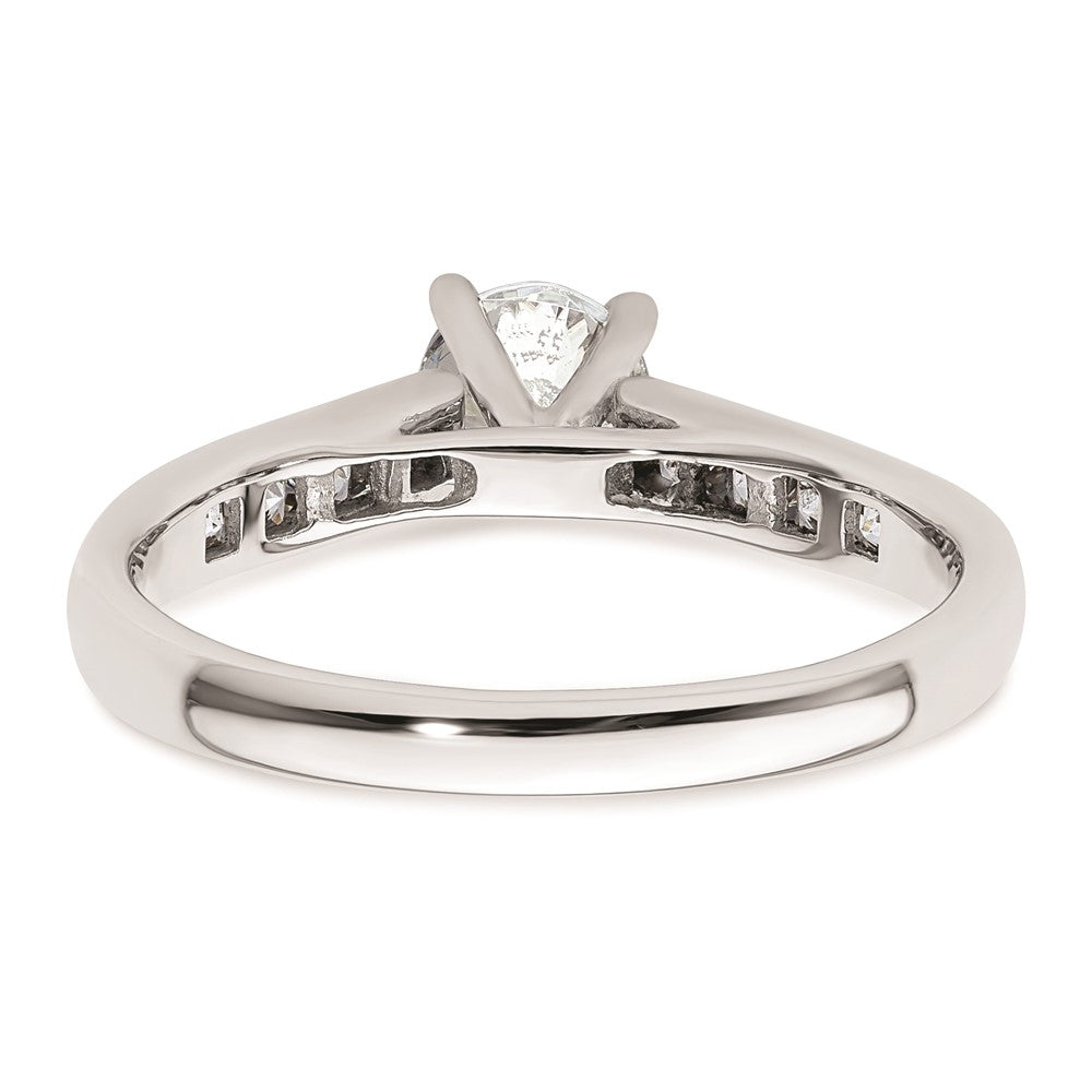 0.35ct. CZ Solid Real 14K White Gold Peg Set Engagement Ring