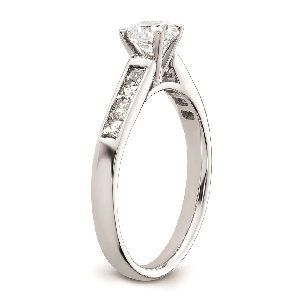 0.35ct. CZ Solid Real 14K White Gold Peg Set Engagement Ring