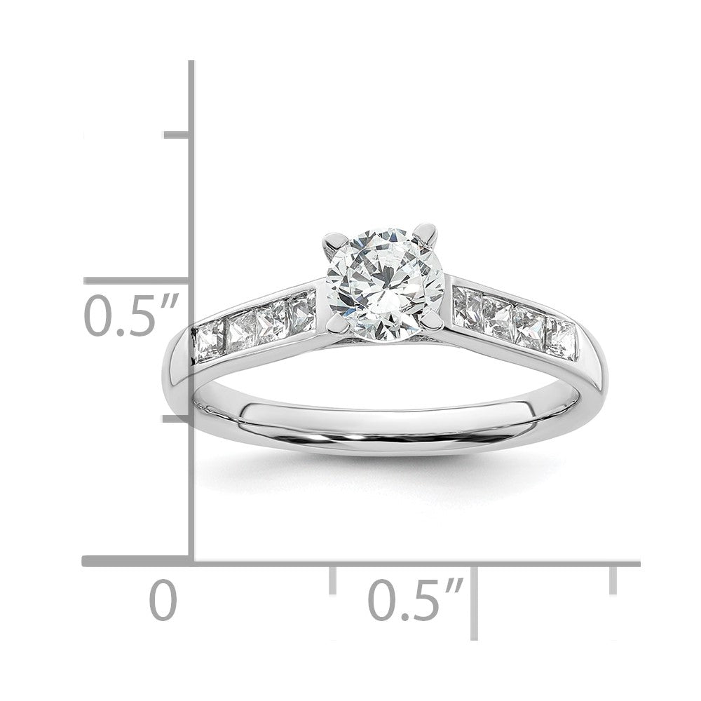 0.35ct. CZ Solid Real 14K White Gold Peg Set Engagement Ring