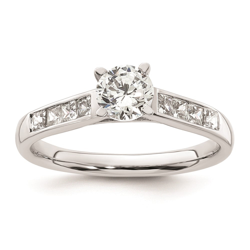 0.35ct. CZ Solid Real 14K White Gold Peg Set Engagement Ring