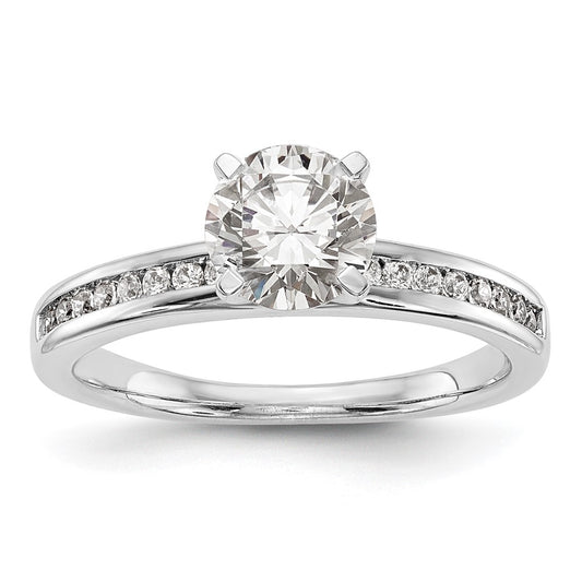 0.18ct. CZ Solid Real 14K White Gold Peg Set Engagement Ring