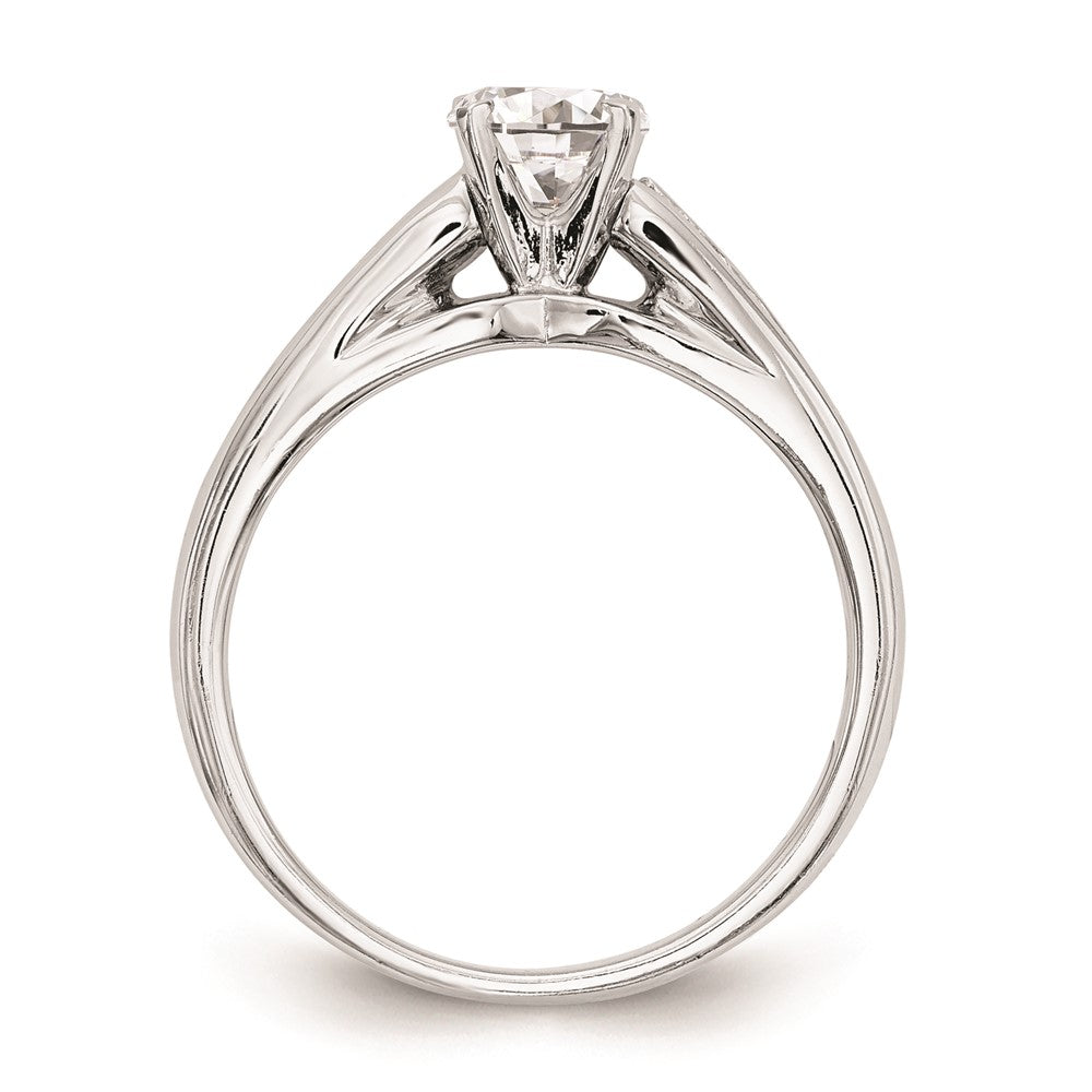 0.16ct. CZ Solid Real 14K White Gold Peg Set Engagement Ring