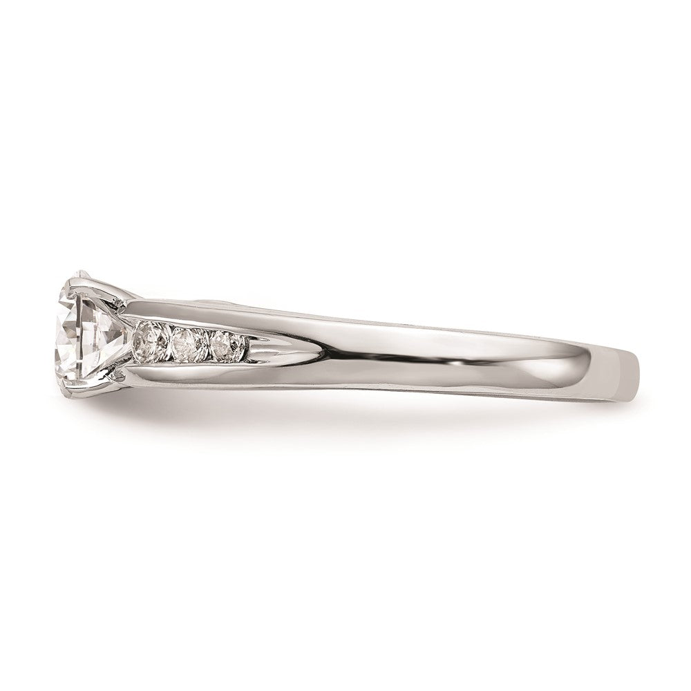 0.16ct. CZ Solid Real 14K White Gold Peg Set Engagement Ring