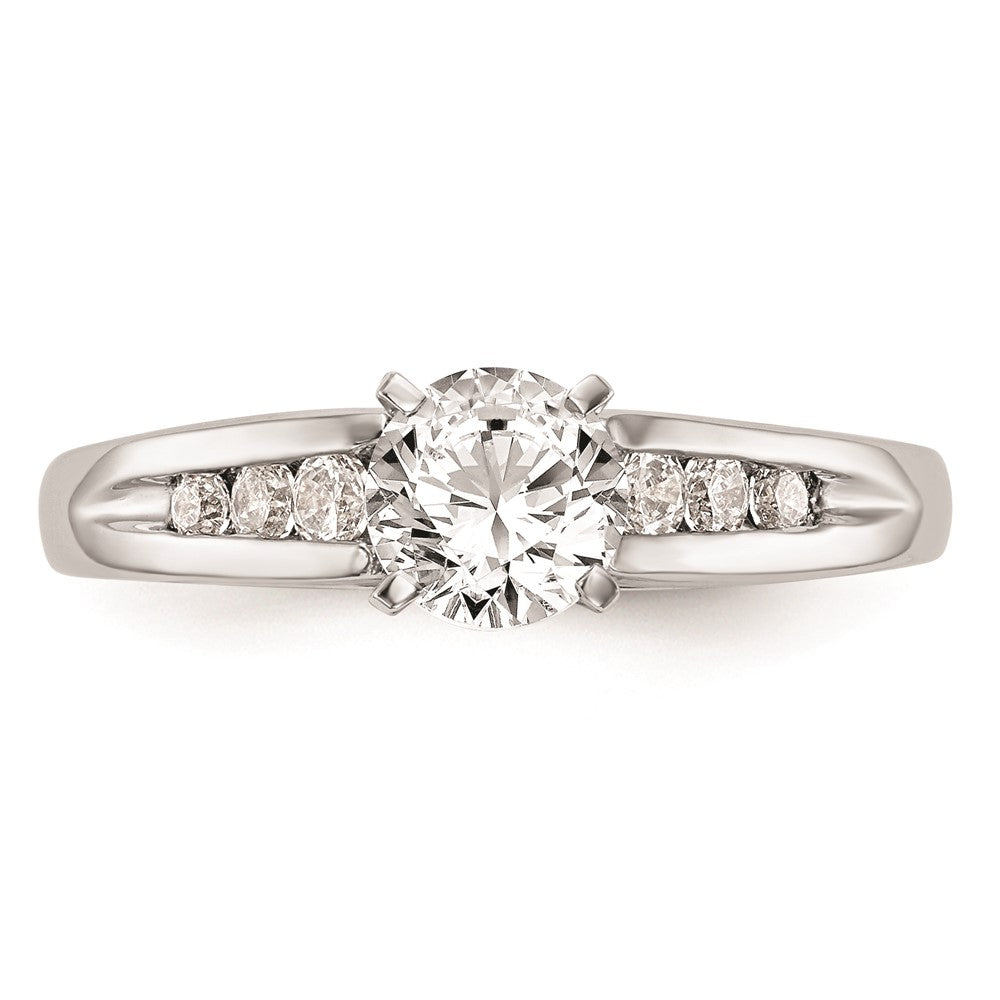 0.16ct. CZ Solid Real 14K White Gold Peg Set Engagement Ring