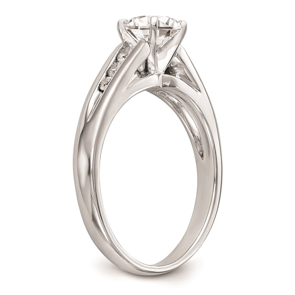 0.16ct. CZ Solid Real 14K White Gold Peg Set Engagement Ring