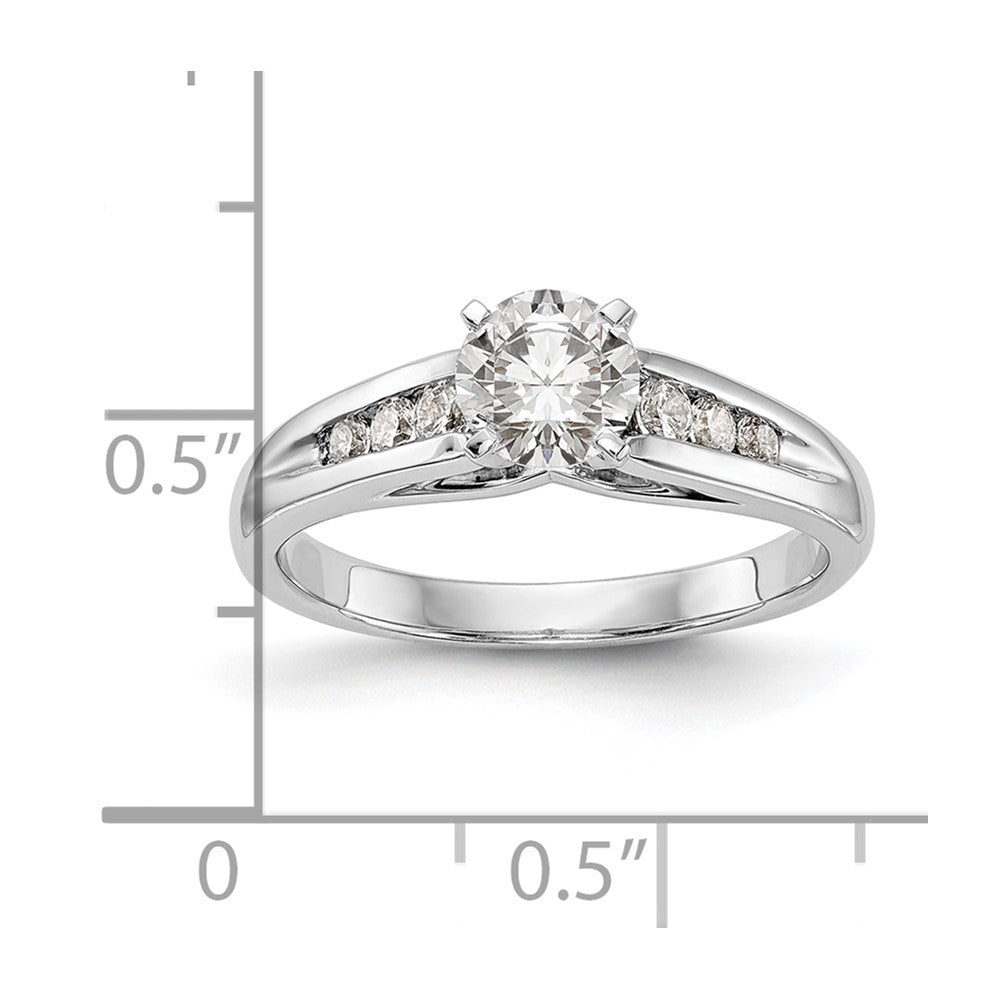 0.16ct. CZ Solid Real 14K White Gold Peg Set Engagement Ring