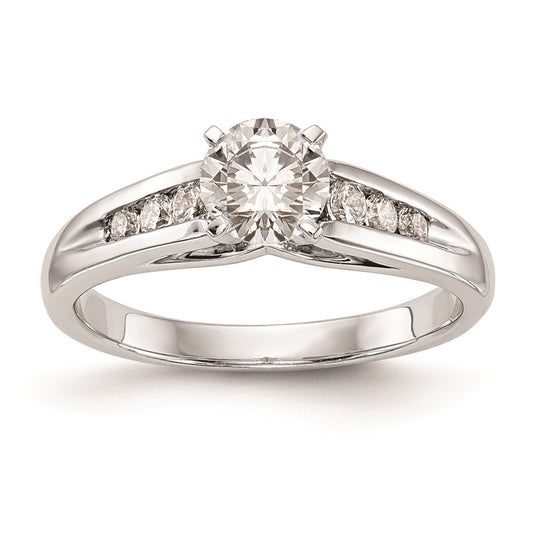 0.16ct. CZ Solid Real 14K White Gold Peg Set Engagement Ring