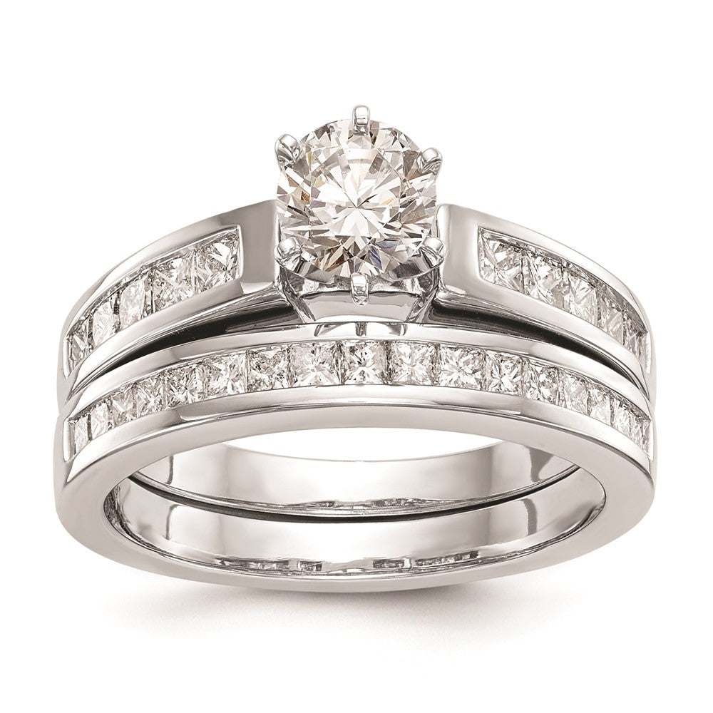 0.40ct. CZ Solid Real 14K White Gold Peg Set Engagement Ring